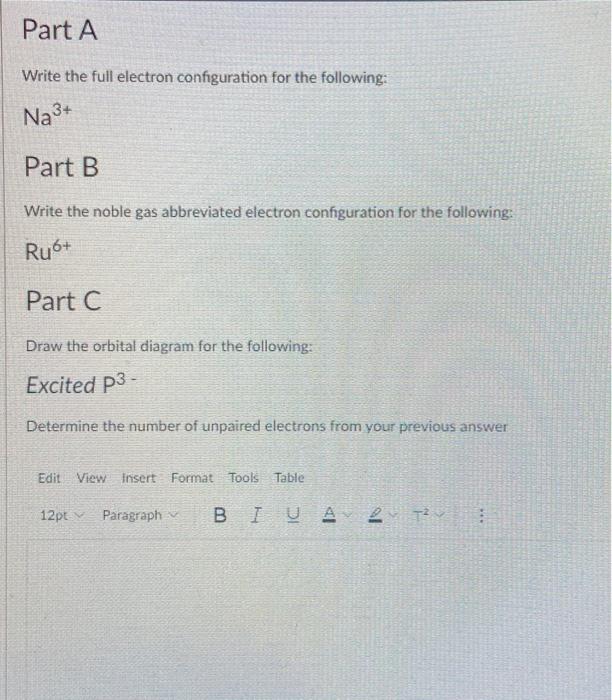 Solved Part A Write the full electron configuration for the | Chegg.com
