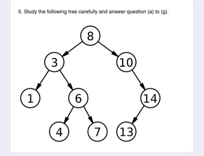 Solved 5. Study the following tree carefully and answer | Chegg.com