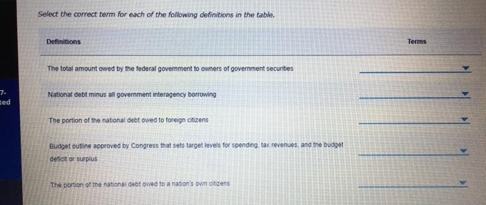 Solved Select the correct term for each of the following | Chegg.com