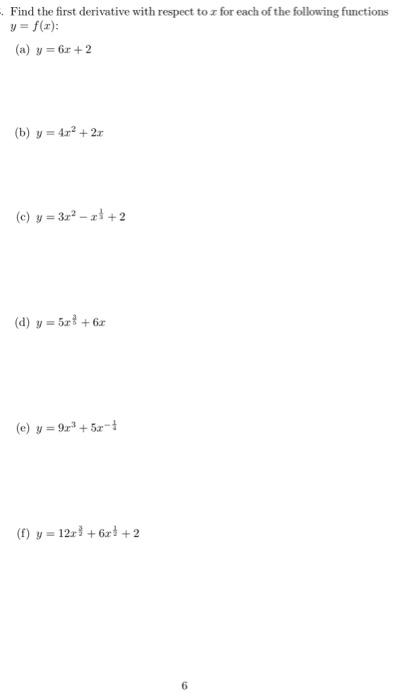 Solved Find The First Derivative With Respect To X For Each 6463