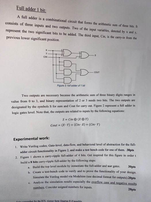 Solved ASIC Assessment 1 Binary Adder Subtractor Full | Chegg.com