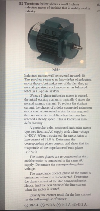 Solved B2 The Picture Below Shows A Small 3-phase Induction | Chegg.com