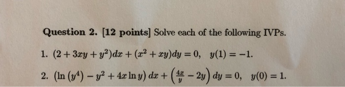 Solved Question 2. [12 points] Solve each of the following | Chegg.com