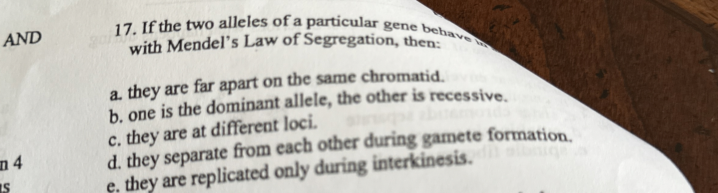 Solved AND17. ﻿If the two alleles of a particular gene behav | Chegg.com