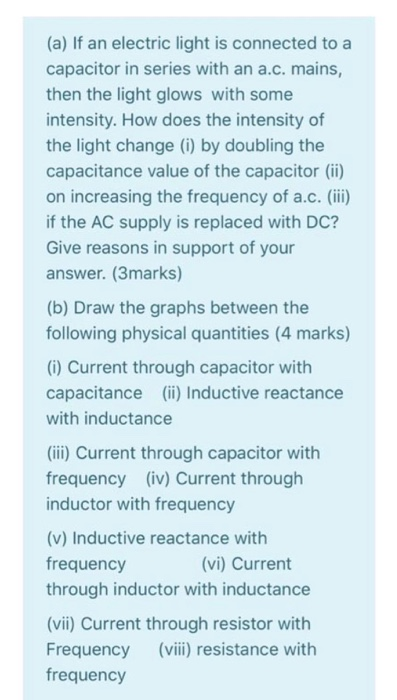 Solved (a) If an electric light is connected to a capacitor | Chegg.com