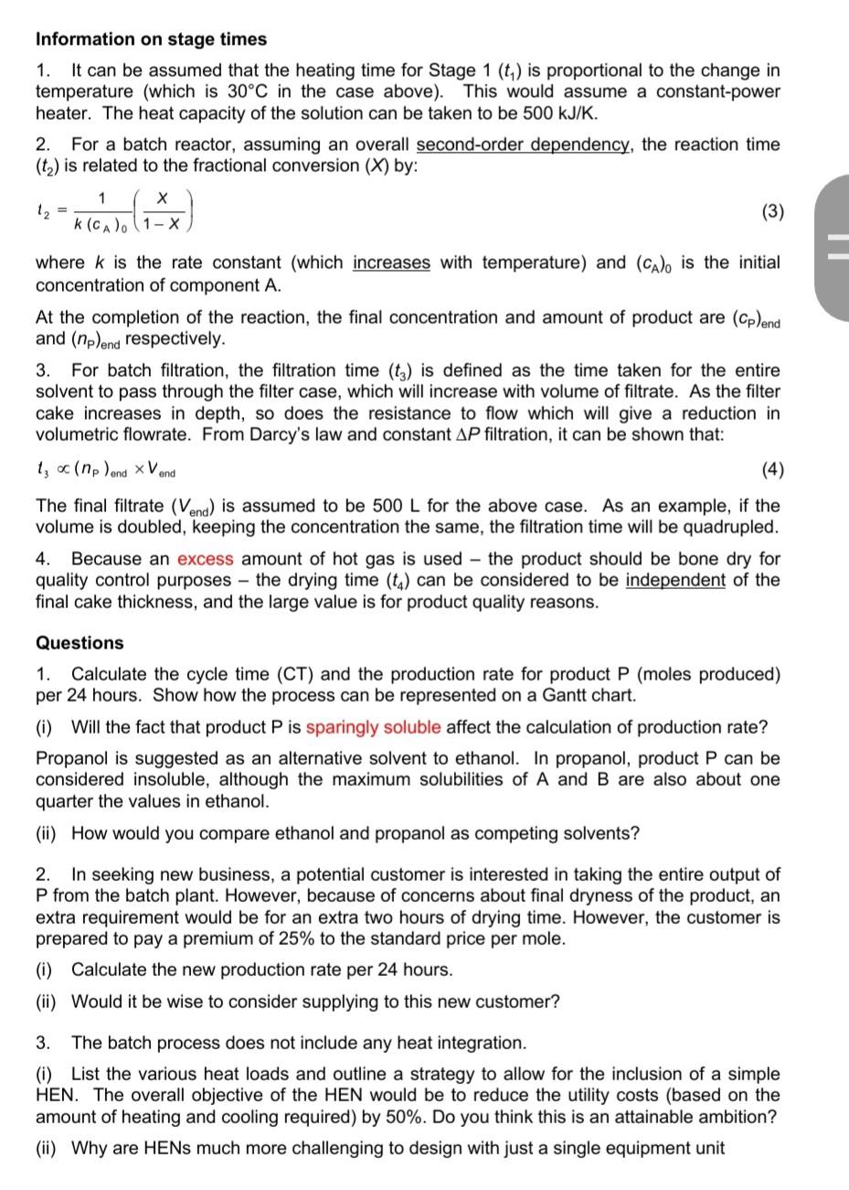 Solved Process description A batch process is operated with | Chegg.com