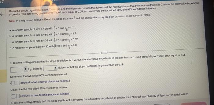 Solved Glwen the simple regression model Y=α+βX and the | Chegg.com