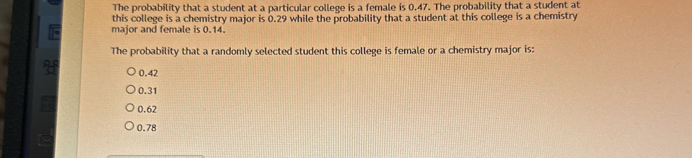 Solved The probability that a student at a particular | Chegg.com