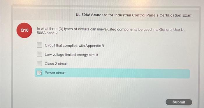 Solved UL 508A Standard For Industrial Control Panels | Chegg.com