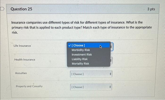 Solved Insurance companies use different types of risk for | Chegg.com