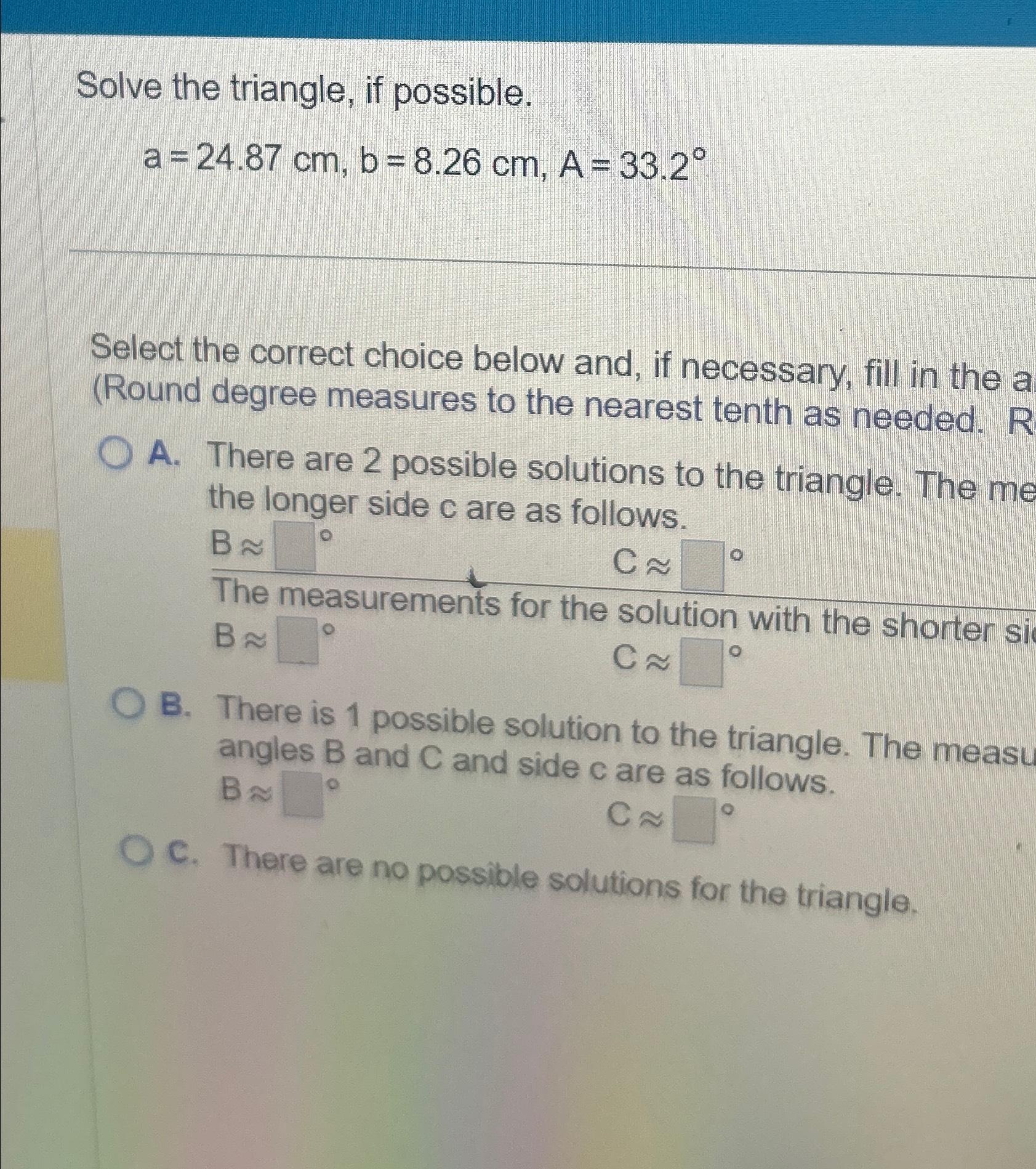 Solved Solve The Triangle, If | Chegg.com