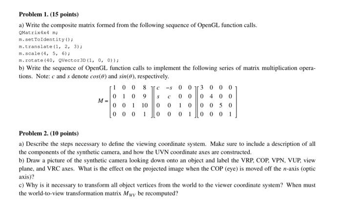 Solved Problem 1. (15 points) a) Write the composite matrix | Chegg.com