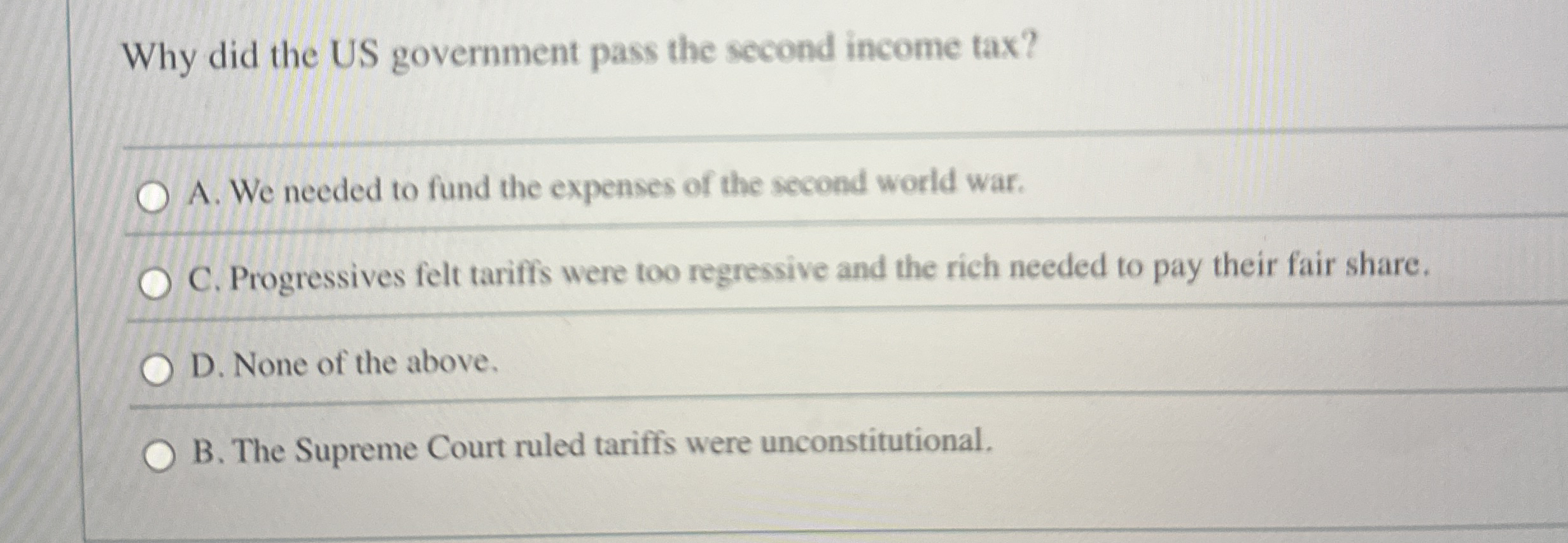 Solved Why did the US government pass the second