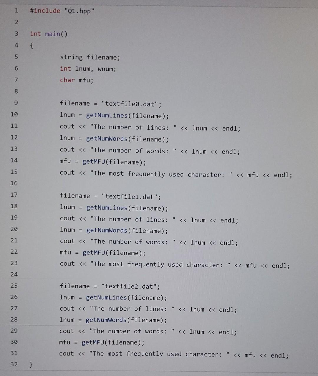 Solved Make a program that counts the number of lines and | Chegg.com