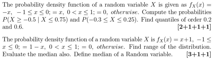 Solved The probability density function of a random variable | Chegg.com