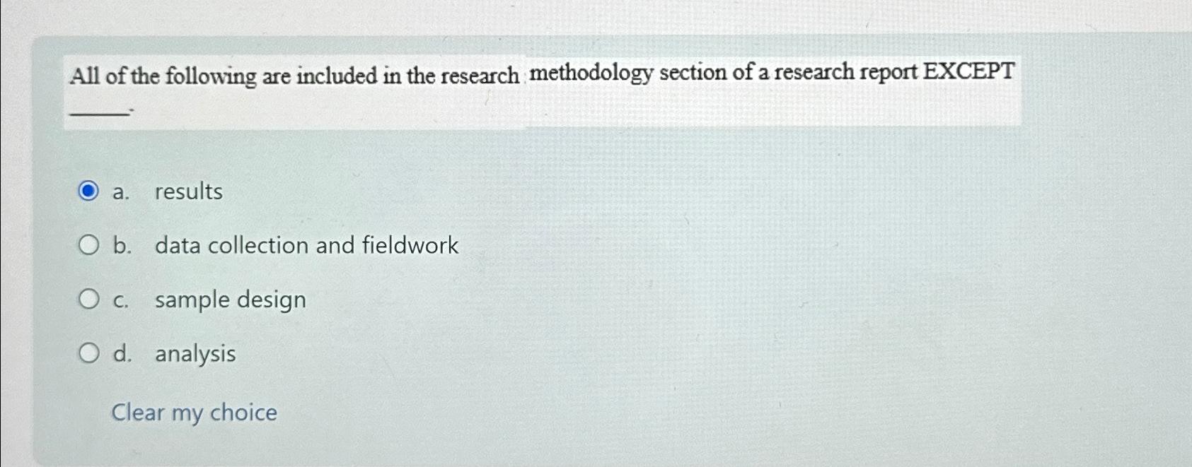 a research report includes all of the following except