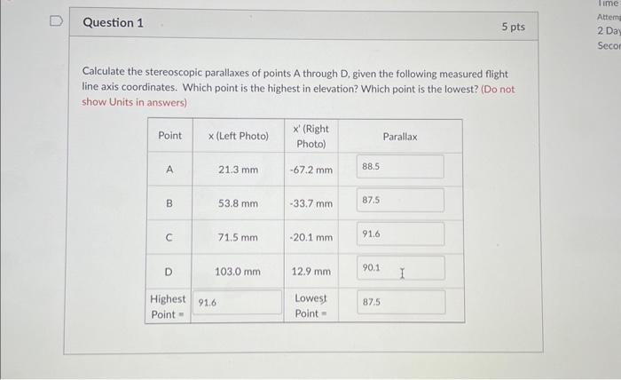 Solved Calculate The Elevations Of Points A Through D Of | Chegg.com