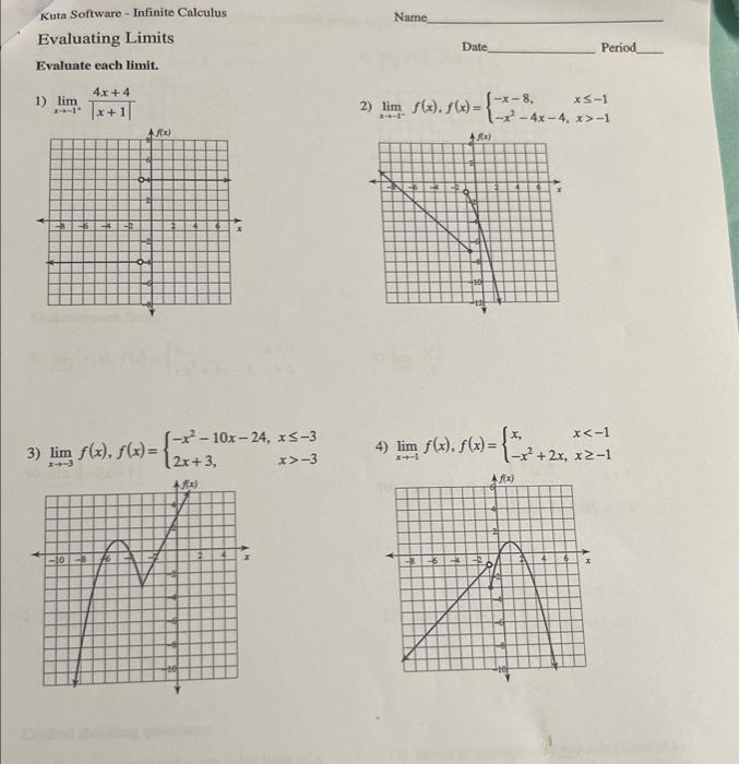 Solved Kuta Software Infinite Calculus Name Evaluating