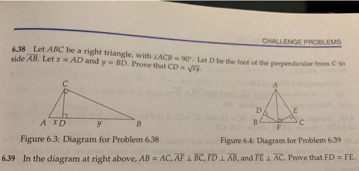 Solved CHALLENGE PROBLEMS 6.38 Let ABC be a right triangle, | Chegg.com
