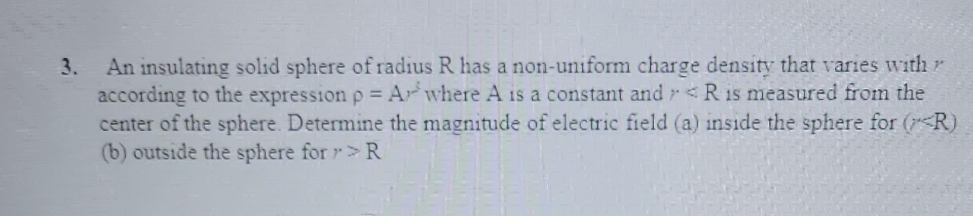 Solved 3. An Insulating Solid Sphere Of Radius R Has A | Chegg.com