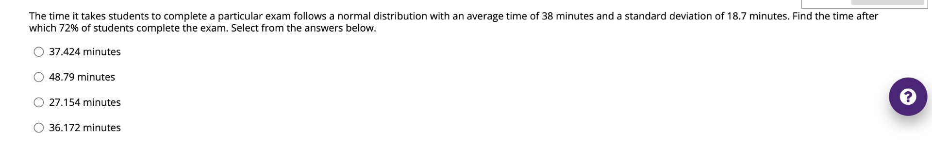 Solved The time it takes students to complete a particular | Chegg.com