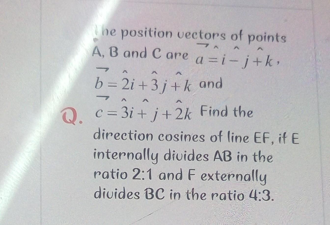 Solved A ne position vectors of points A, B and C are a=i- | Chegg.com