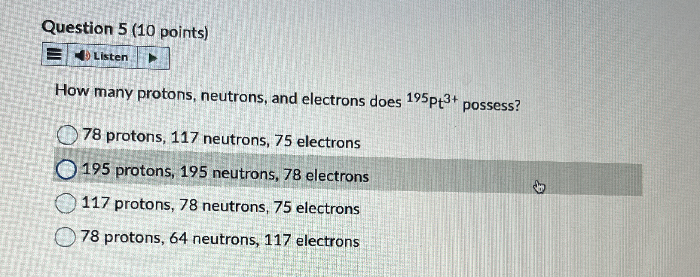 Solved Question 5 (10 ﻿points)How many protons, neutrons, | Chegg.com