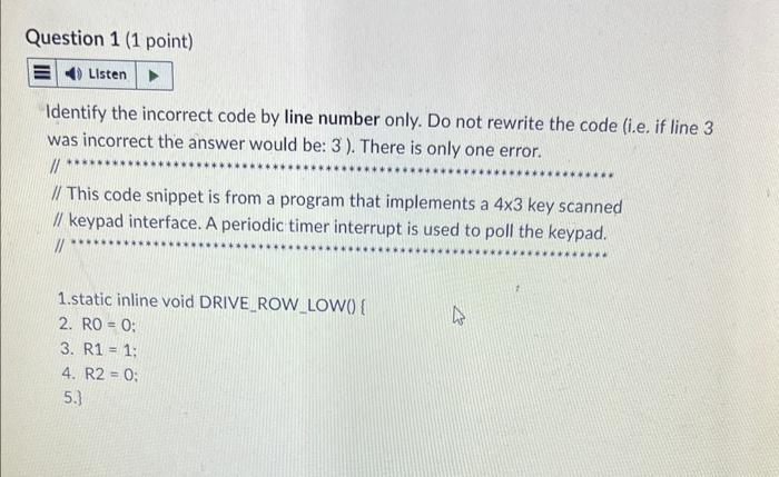 Solved Identify the incorrect code by line number only. Do | Chegg.com