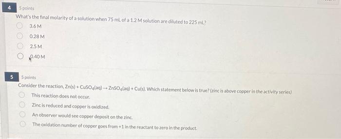 Solved What's the final molarity of a solution when 75 mL of | Chegg.com