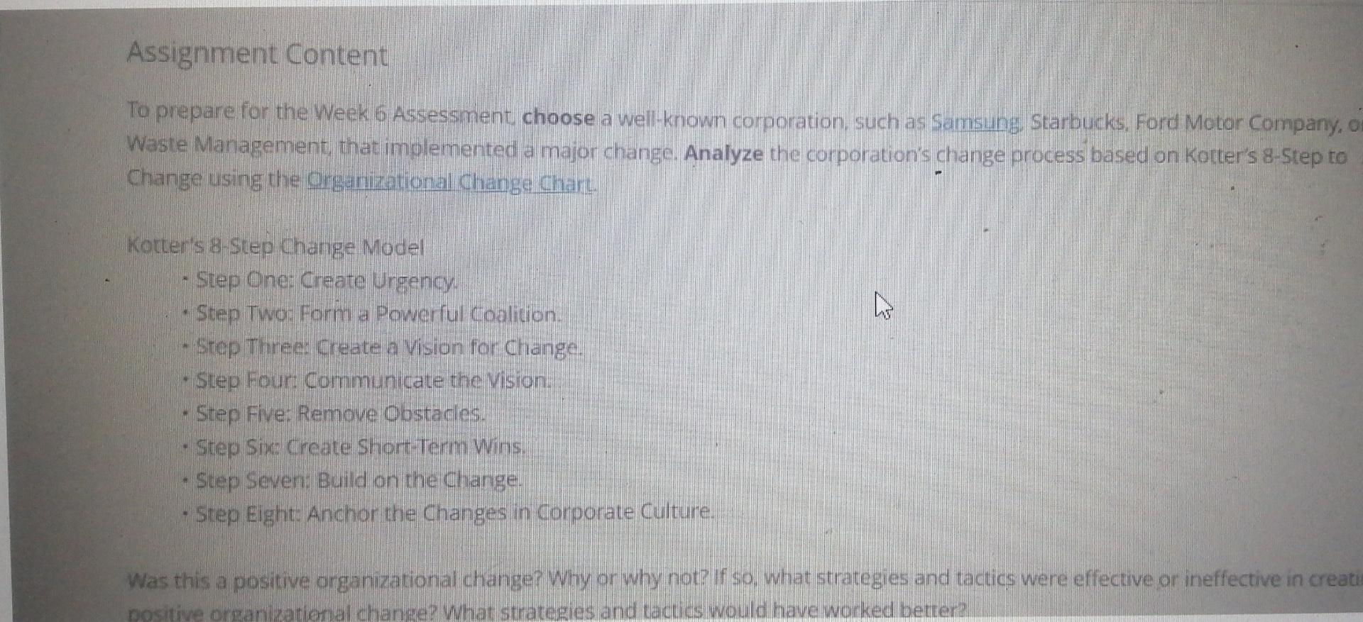 Solved To Prepare For The Week 6 Assessment, Choose A | Chegg.com