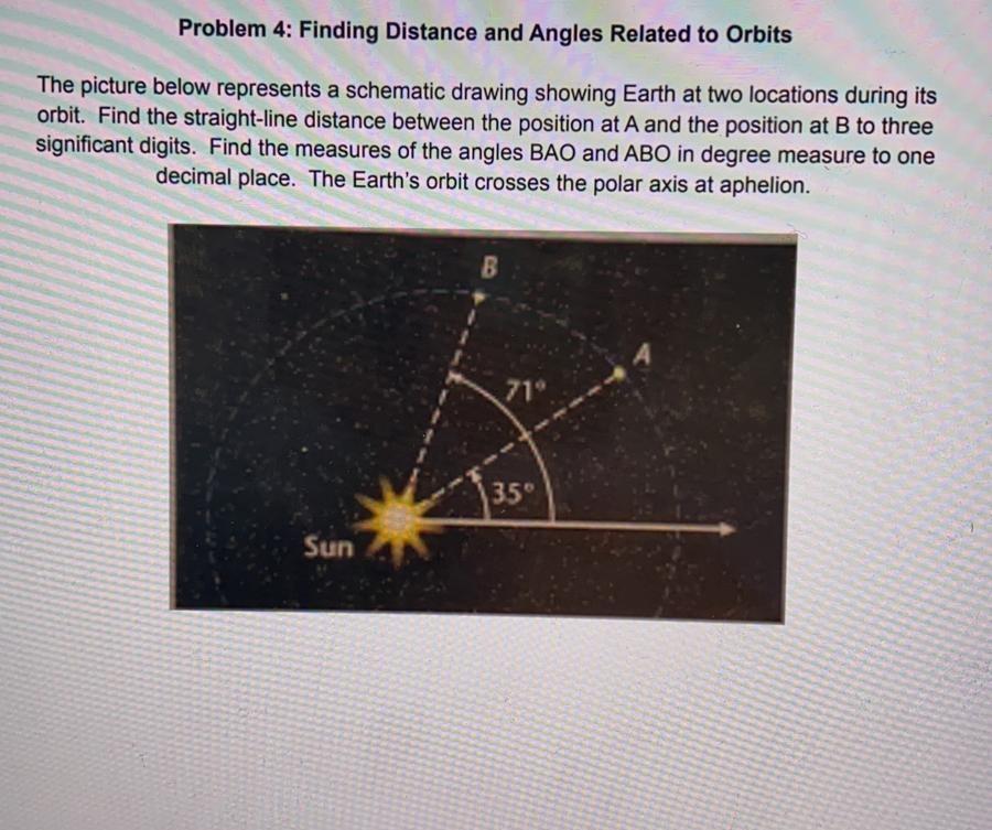 Solved Problem 4: Finding Distance and Angles Related to | Chegg.com