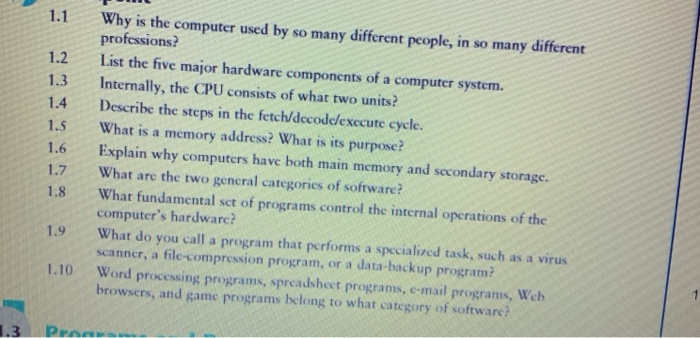 Solved 1 1 Why Is The Computer Used By Professions List Chegg Com