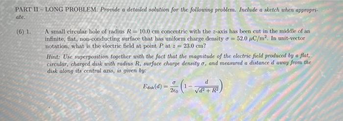 Solved PART II - LONG PROBLEM. Provide a detailed solution | Chegg.com