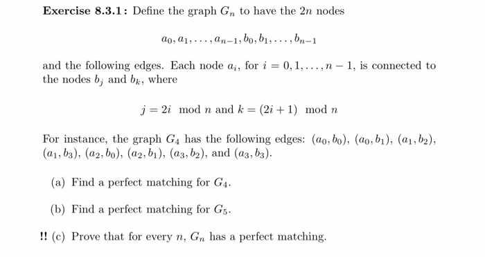 2n Graph Solved Exercise 8.3.1: Define the graph Gn to have the 2n | Chegg.com