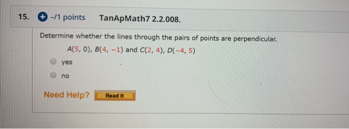 Solved -/1 points 15. TanApMath7 2.2.008. Determine whether | Chegg.com