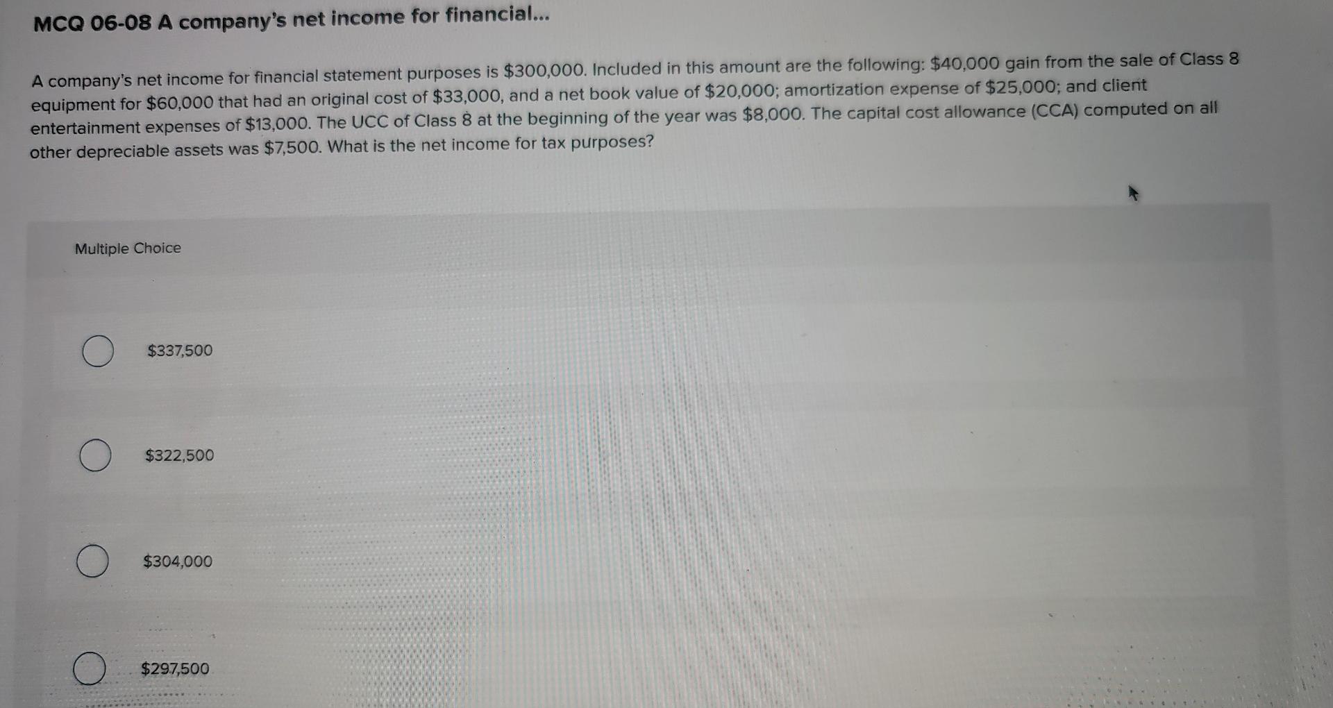Solved MCQ 06-08 A company's net income for financial... A | Chegg.com