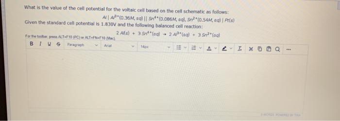 Solved What is the value of the cell potential for the | Chegg.com