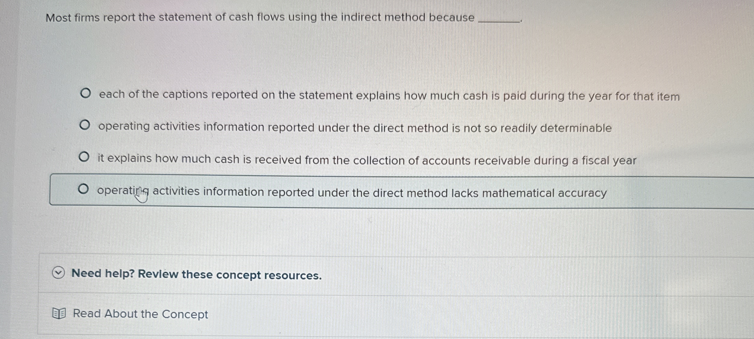 Solved Most firms report the statement of cash flows using