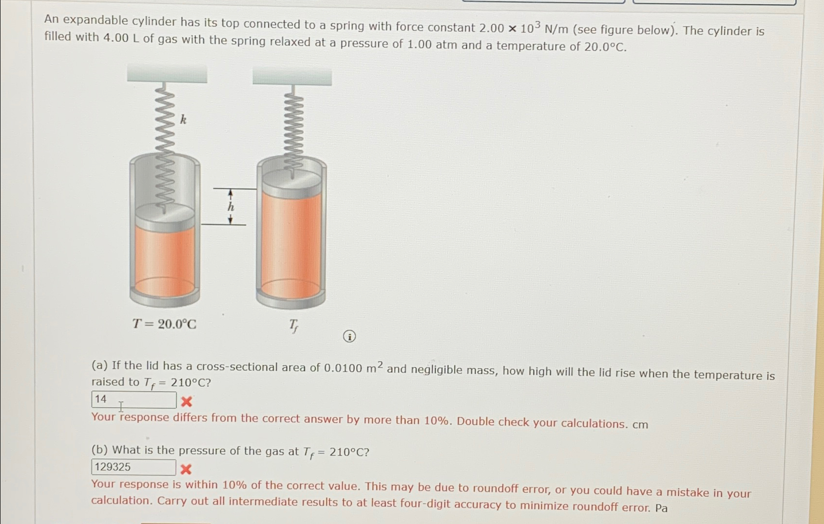 Solved An expandable cylinder has its top connected to a | Chegg.com