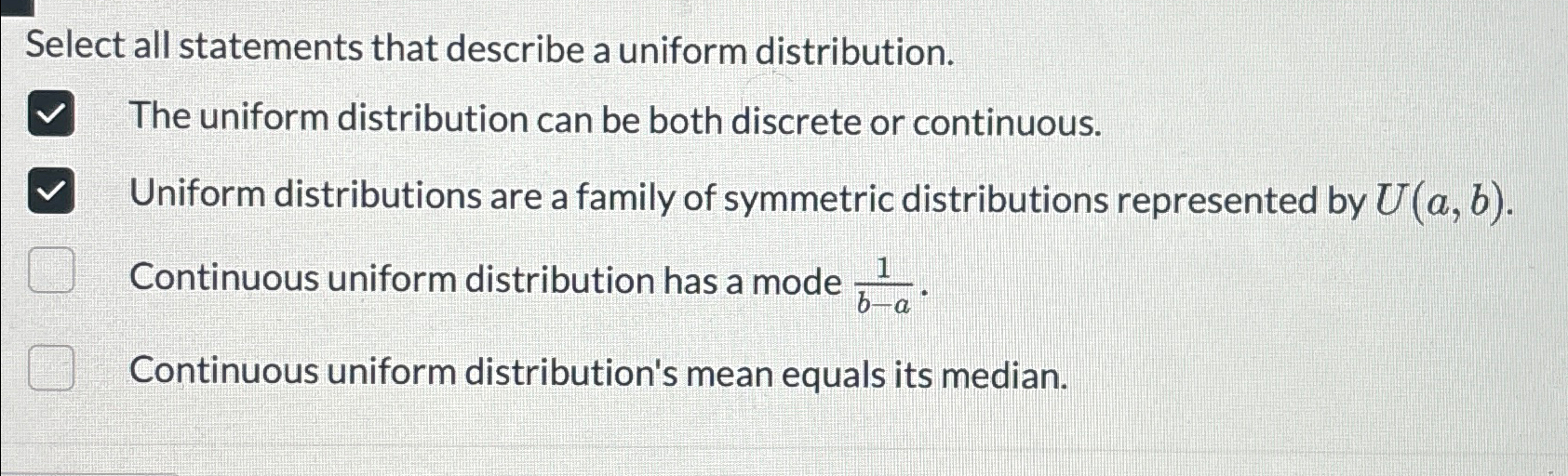 Solved Select all statements that describe a uniform | Chegg.com