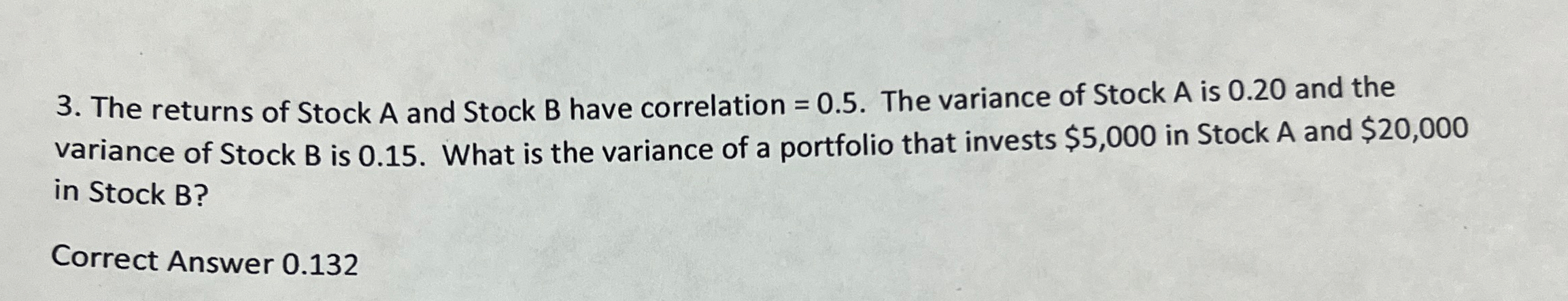 Solved The Returns Of Stock A And Stock B ﻿have Correlation | Chegg.com