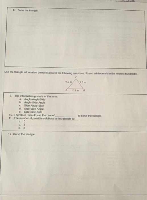 module 10 law of sines and cosines assignment