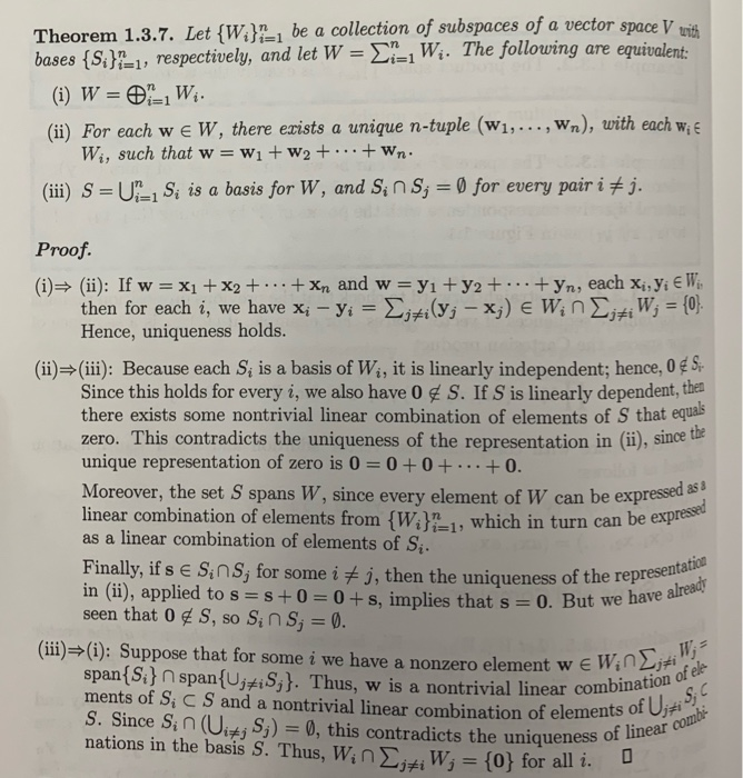 Solved 1 24 Let W Be A Subspace Of The Finite Dimensiona Chegg Com