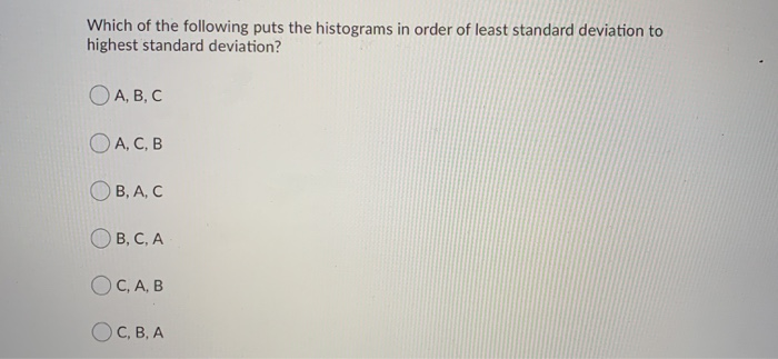 Solved Three histograms are shown below. Each histogram | Chegg.com