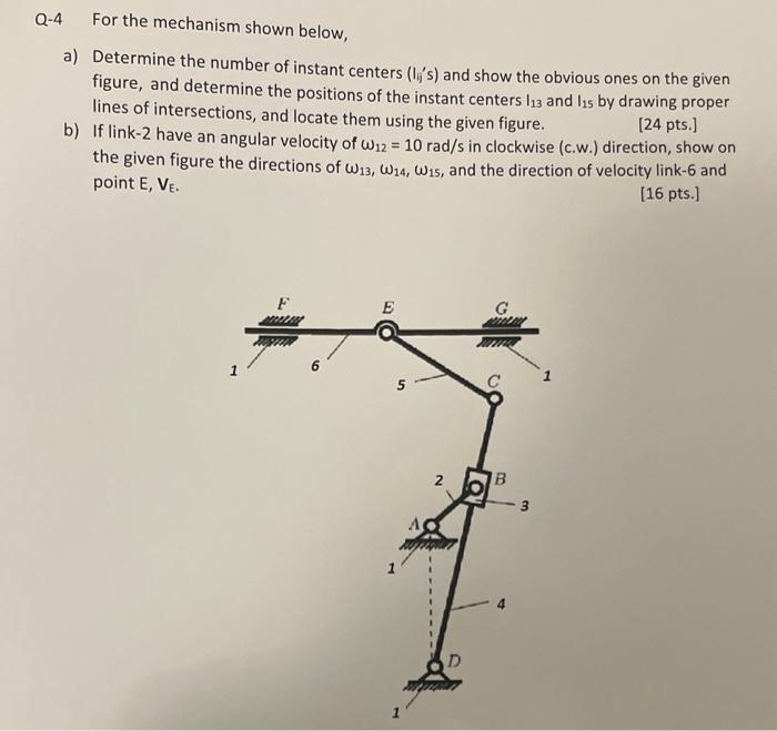 Solved Q-4 For the mechanism shown below, a) Determine the | Chegg.com