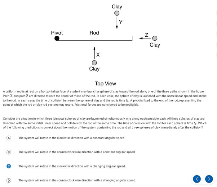 Solved Clay Pivot Rod 2o Clay X Clay Top View A uniform rod | Chegg.com
