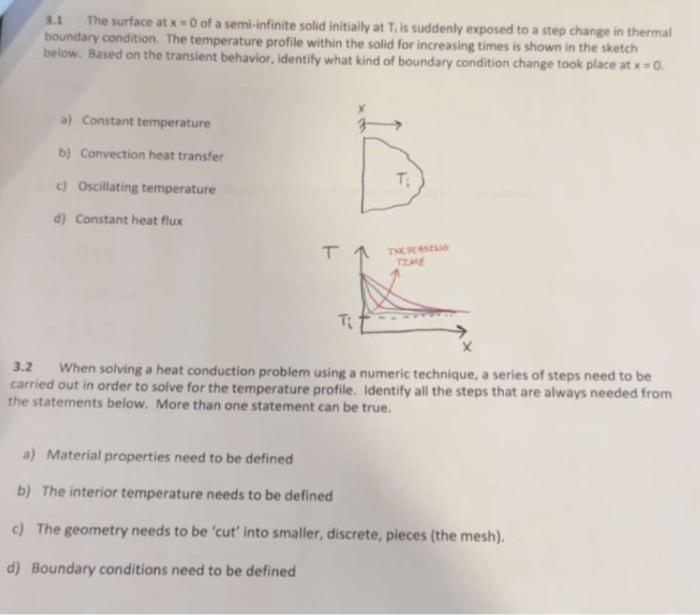 Solved 3.1 The surface at x=0 of a semi-infinite solid | Chegg.com