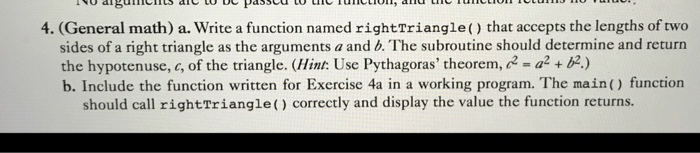 Solved 4. (General math) a. Write a function named | Chegg.com