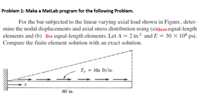 Solved Problem 1: Make a MatLab program for the following | Chegg.com