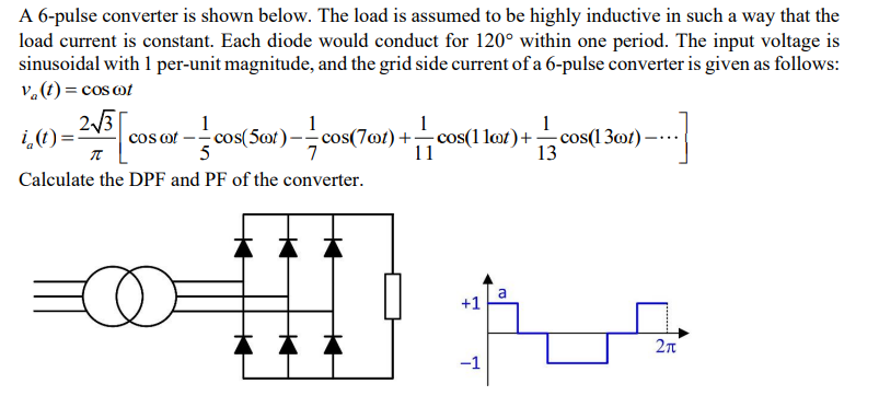 Solved A 6-pulse converter is shown below. The load is | Chegg.com